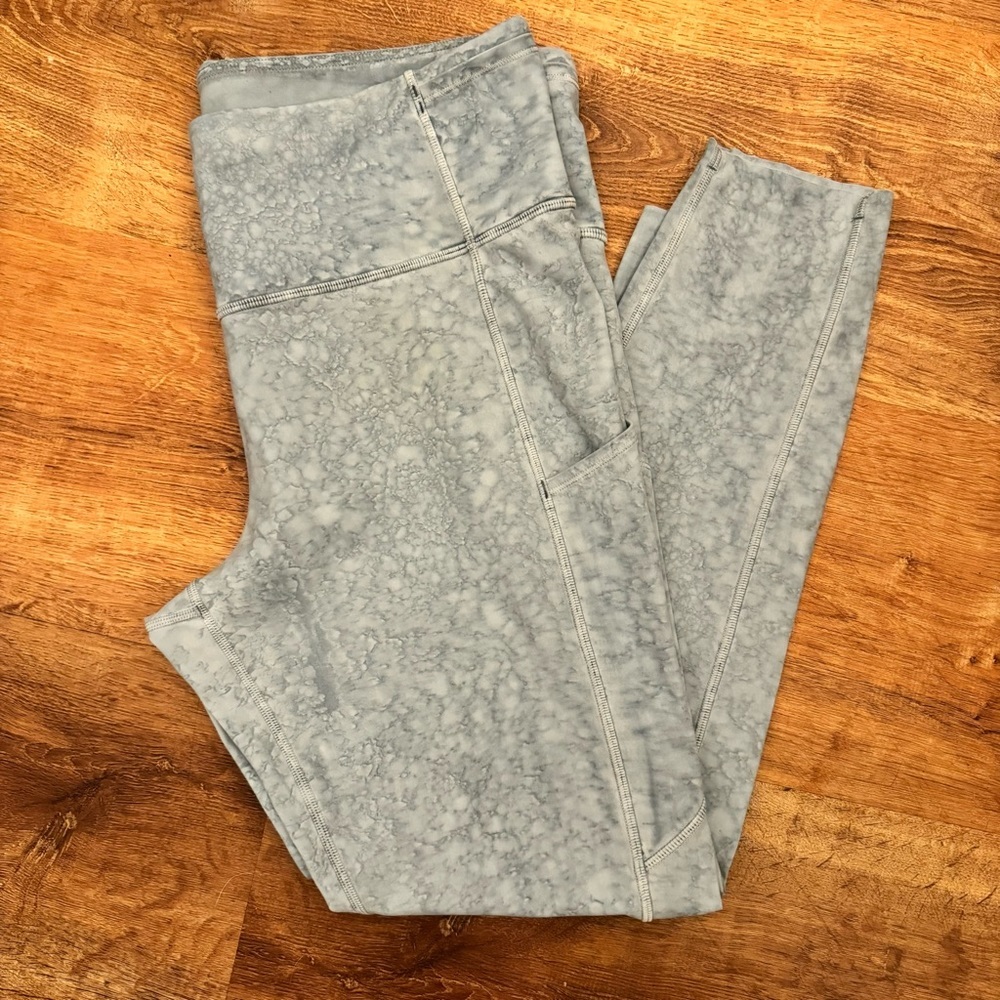 Lululemon Fast and Free Tight 25" *Nulux City Grit White Blue Fog - Size 14